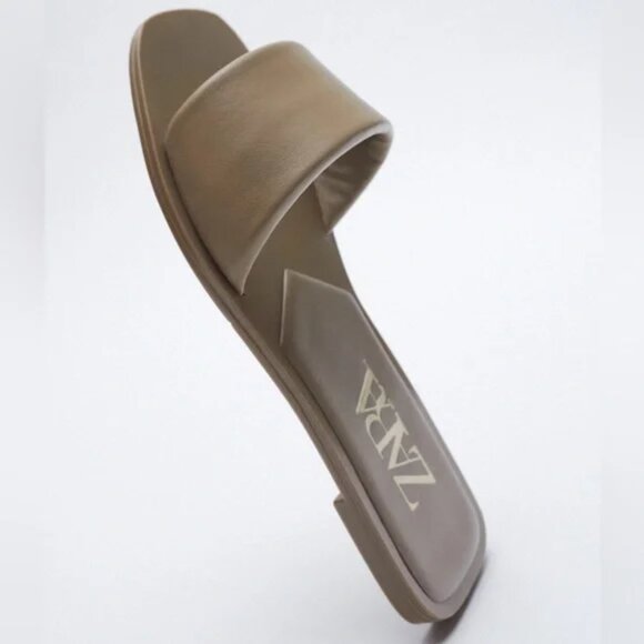 NWT Zara Leather Slide Sandals - Sz 41/10 - Picture 4 of 8